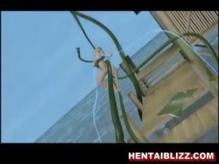 3d animerad hentai samtal flicka blir körd av enormt tentac